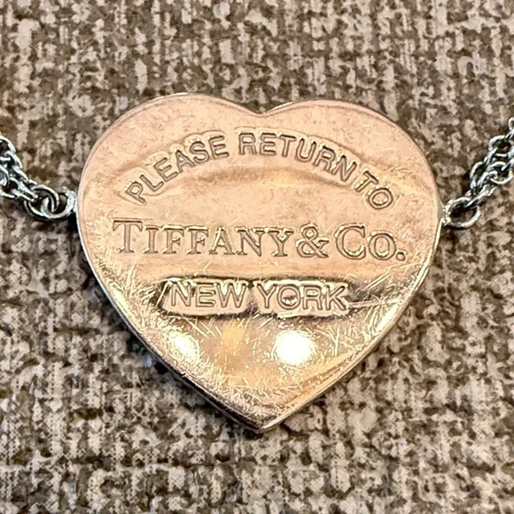 Tiffany & Co. Rose Gold Heart Bracelet with Sterling Silver Double Chain - Picture 3 of 7